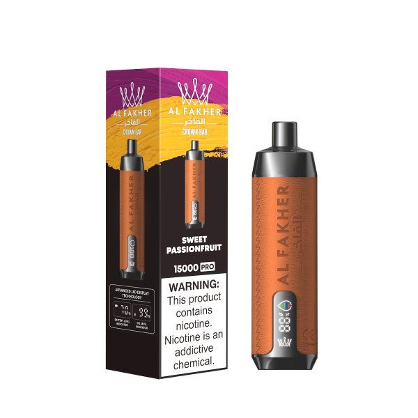 AlFakher Crown Bar 15000 - 15,000 Puffs Disposable Vape with 22ml E-liquid, 5% Nicotine, USB-C Rechargeable - Premium Vaping Experience - Image 2