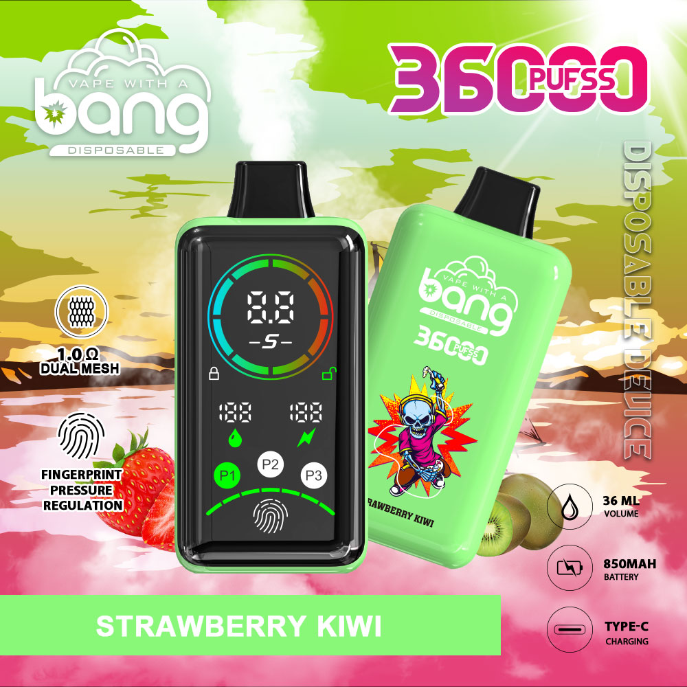 Bang 36000 Large Screen - 36,000 Puffs, 36ml E-Liquid, 850mAh Battery, Type C, 0%/2%/3%/5% Nicotine