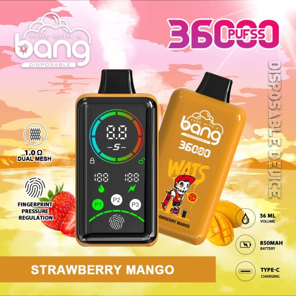 Bang 36000 Large Screen - 36,000 Puffs, 36ml E-Liquid, 850mAh Battery, Type C, 0%/2%/3%/5% Nicotine - Image 3