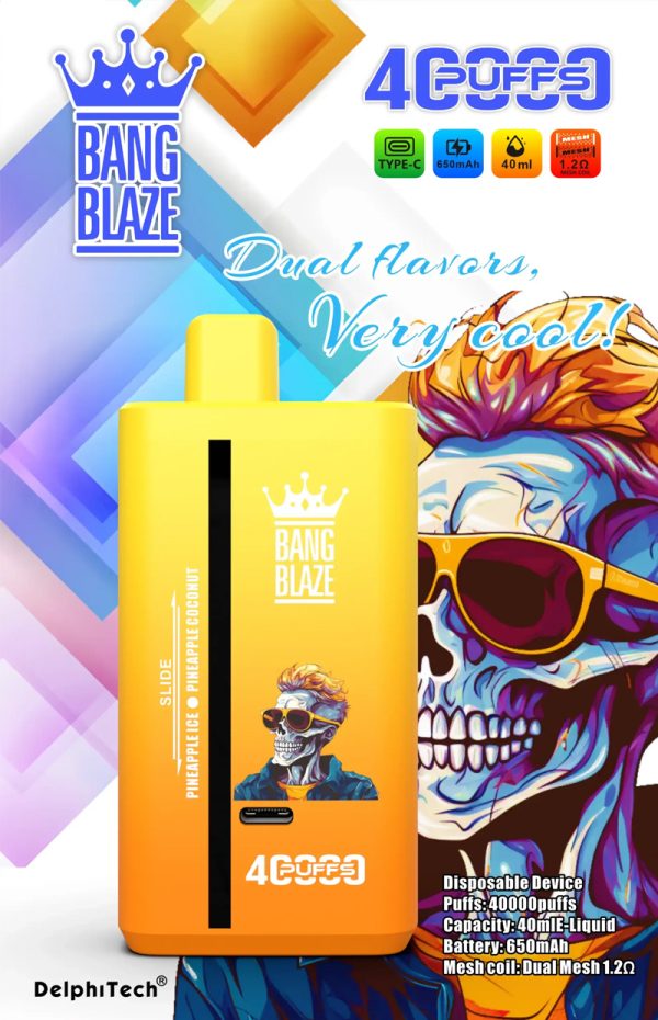 Bang Blaze 40000 Puffs 12 Flavors Disposable Vape - 40ml E-Liquid, 650mAh Battery, Type-C Charging