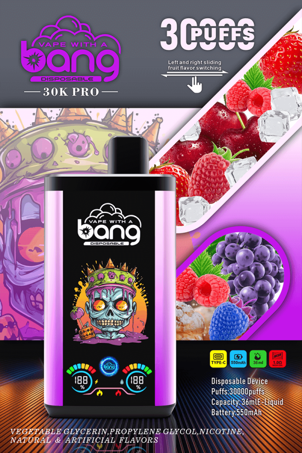 Bang Double Flavor 30000 Pro Disposable Vape - 30,000 Puffs, Dual Flavor System, 36ml E-Liquid - Image 3