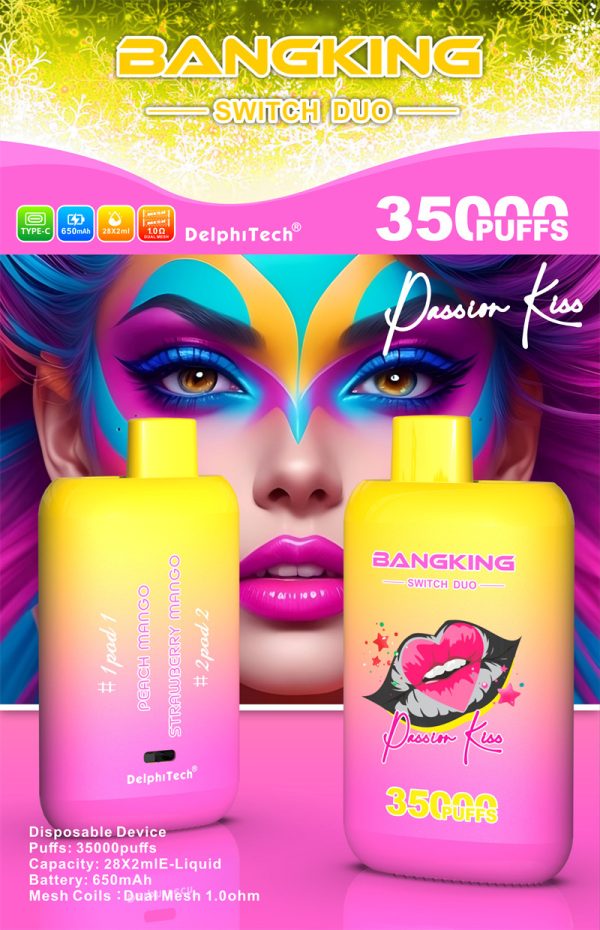 Bang King 35000 Puffs Dual Flavors Disposable Vape - 12 Flavors, 0% 2% 3% 5% Nicotine, 650mAh Battery - Image 5