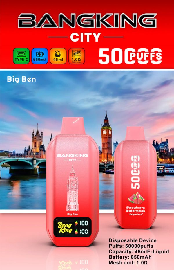 Bang King 50000 City Disposable Vape - Up to 50,000 Puffs, 12 Flavors, Adjustable Airflow - Image 3