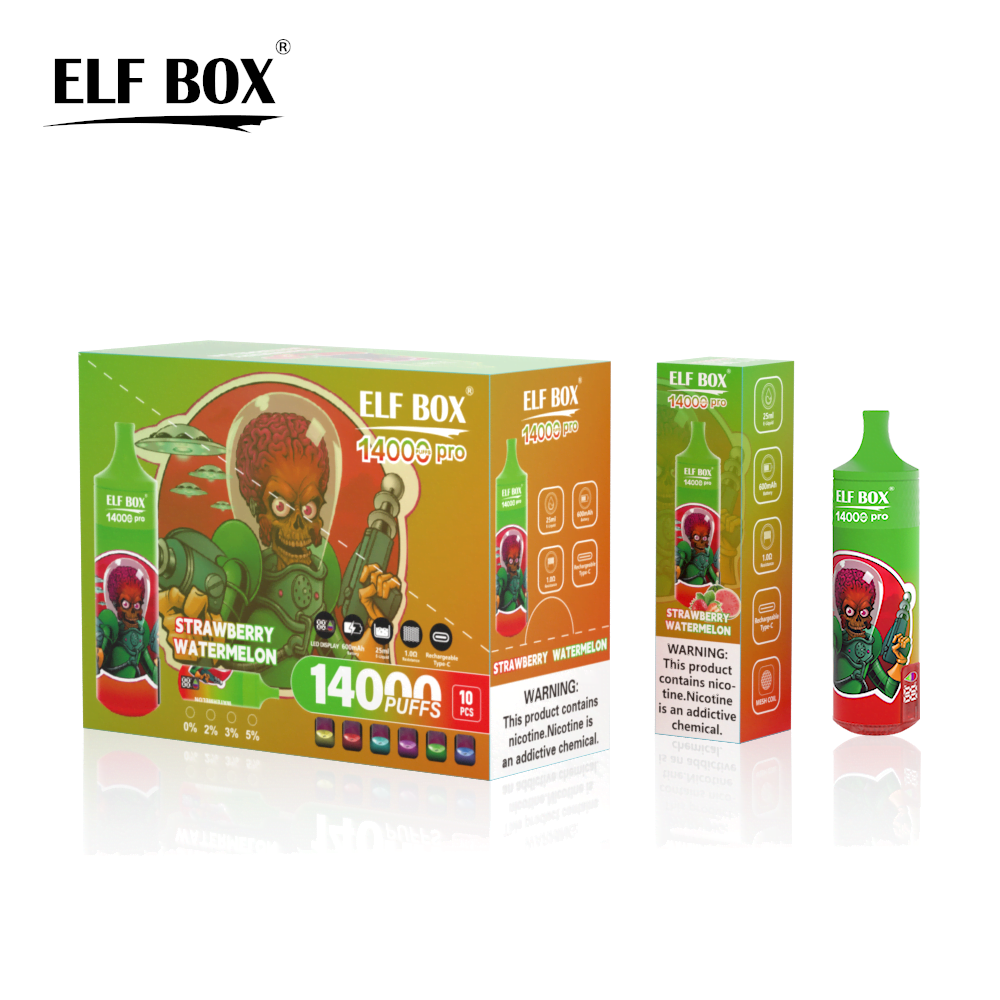 ELFBOX RGB14000 Pro Rechargeable Disposable Vape - 14000 Puffs, Mesh Coil, 25ml E-Liquid, 0%/2%/3%/5% Nicotine