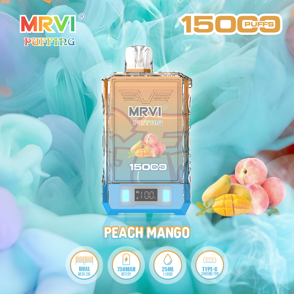 Mrvi Puffing 15000 Puffs Rechargeable Vape with 750mAh Battery and 25ml E-Liquid, Available in 2% and 5% Nicotine Strengths