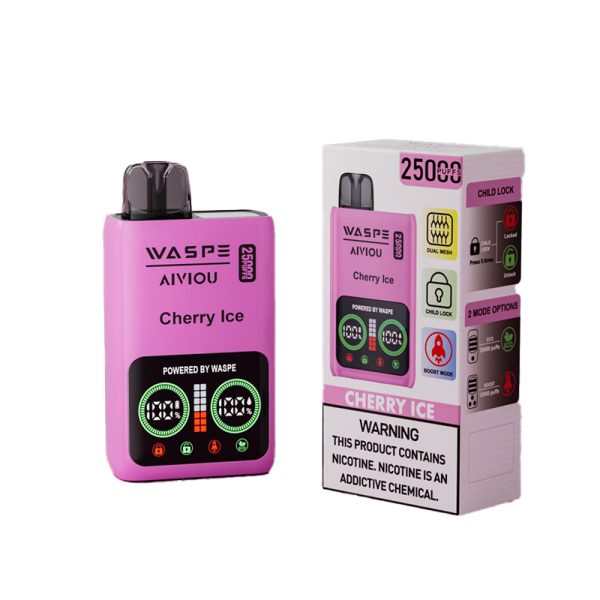 Waspe Aiviou 25000: 25000 Puffs Disposable Vape Pen with 25ml E-Liquid, 650mAh Battery, and Dual Mesh Coils